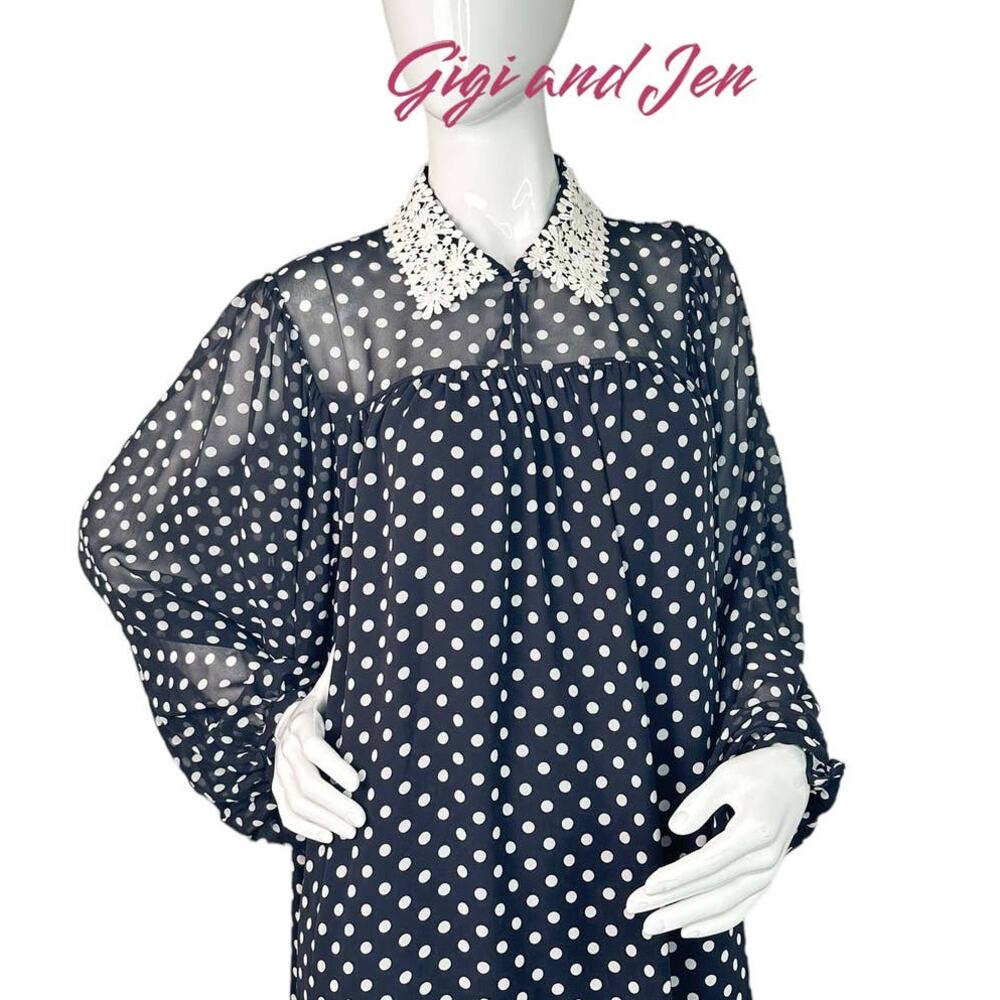 Kate spade  Domino Dot Swing Dress Size Medium Black - Picture 4 of 9